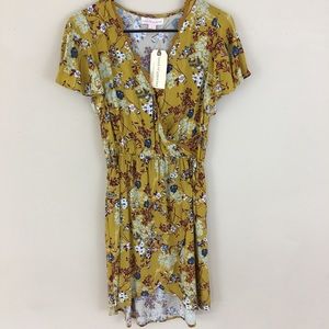Band Of Gypsies Yellow Mini Wrap Dress SZ XS